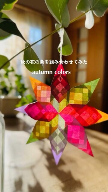 🍁 autumn colors 🍁

I played with making colors from autumn flowers. Colors are everywhere. Play with them freely 🍂

For international readers: read more on Substack. The link is in my Stories. The regular newsletter is free to subscribe to ✨

秋の草花アレンジメントから色を取り出して「ぺぺの星」を折ってみました。

色のヒントはすぐそばにたくさん🌈

自由に楽しんでみましょう👍️

作品：ぺぺの星 / Pepe's Star（変形バージョン）
Designed by Kayo Nakamura　@uttorigami_official

🇯🇵 日本のみなさまへ：

うっとりがみでは、講座やレッスン、新作購読のご案内を、メルマガ限定でお届けしています。

お知らせをご希望の方は、ハイライトからメールアドレスをご登録ください。

※icloud、ezweb、docomo、hotmailのアドレスは、メールが届きにくいことがあります。恐れ入りますが、ほかのアドレスでご登録をお願いします。

#うっとりがみ 
#図書ボランティア
#uttorigami 
#windowstar